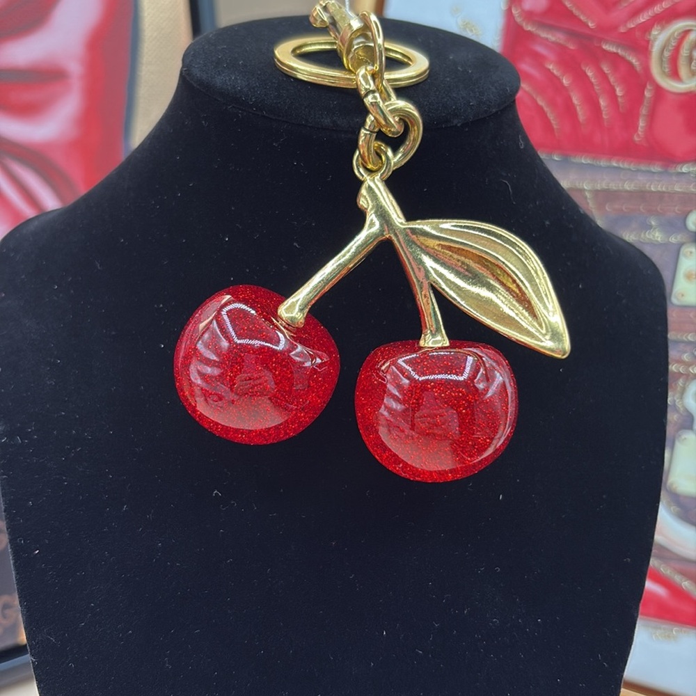 Gold and Red Cherry Keychain /Bag Charm - Picture 2 of 3